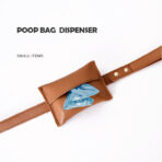 leather leash with poop bag holder